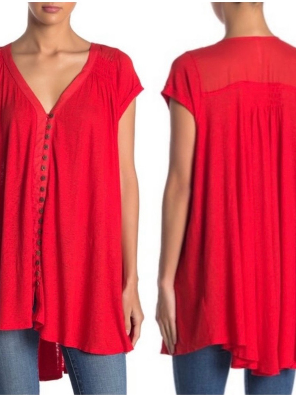 NWT Free People Button-Front Top